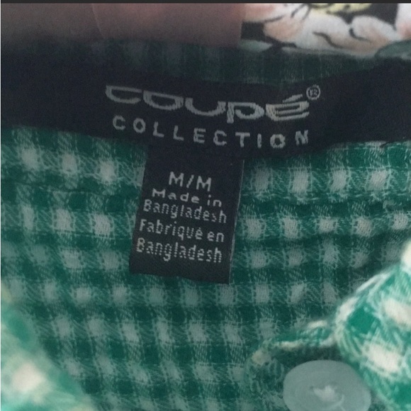 Coupe Collection green & white button down shirt. 
99% cotton, 1% spandex
Sz M - Picture 3 of 6